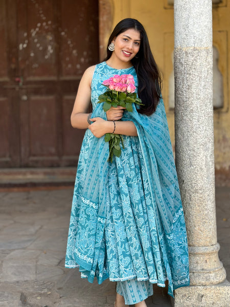 Pastel sky floral suit set - Jonaya