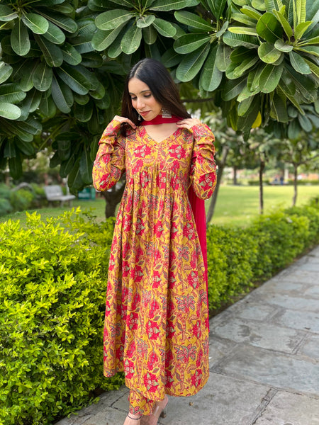 Yellow floral mohini set - Jonaya