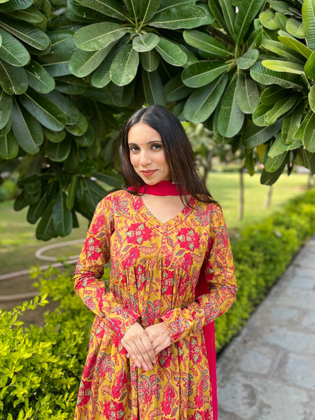 Yellow floral mohini set - Jonaya