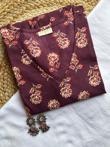 Purple bliss floral full sleeves Peplum top - Jonaya