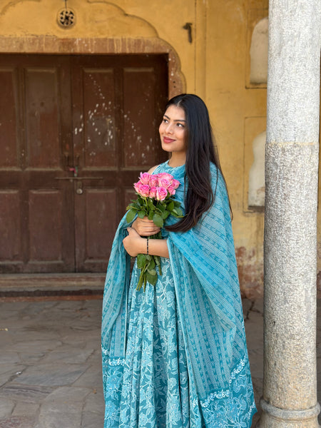 Pastel sky floral suit set - Jonaya