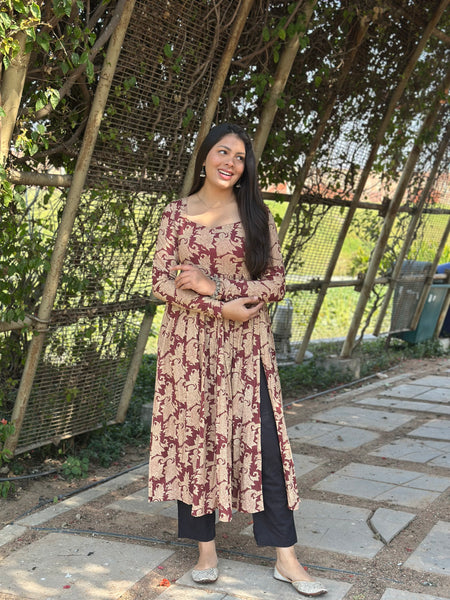 Pastel beige front slit kameez - Jonaya