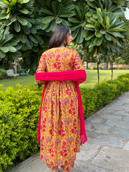 Yellow floral mohini set - Jonaya