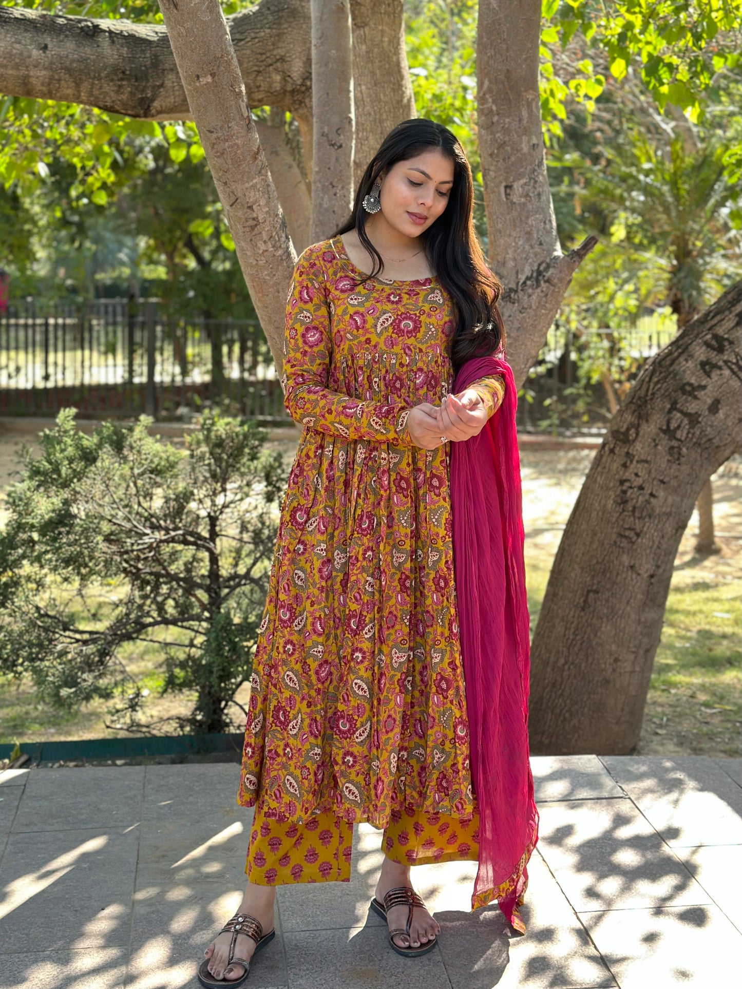 Gulab yellow Anarkali Suit Set