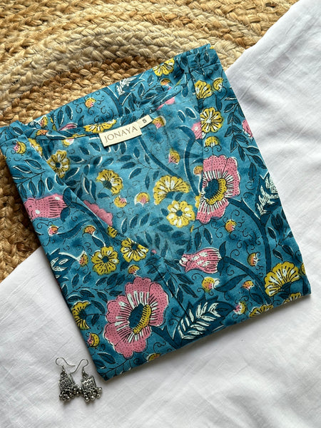 Vintage denim full sleeve peplum top - Jonaya