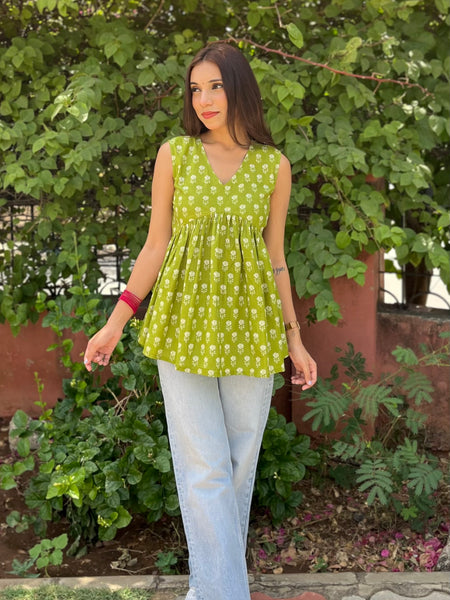 Spring charm cut sleeves peplum top - Jonaya