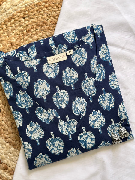 Blue lotus full sleeves peplum top - Jonaya