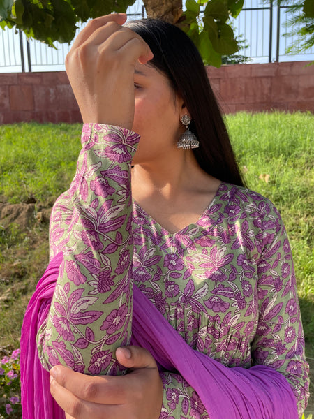 Purple green mohini suit set - Jonaya