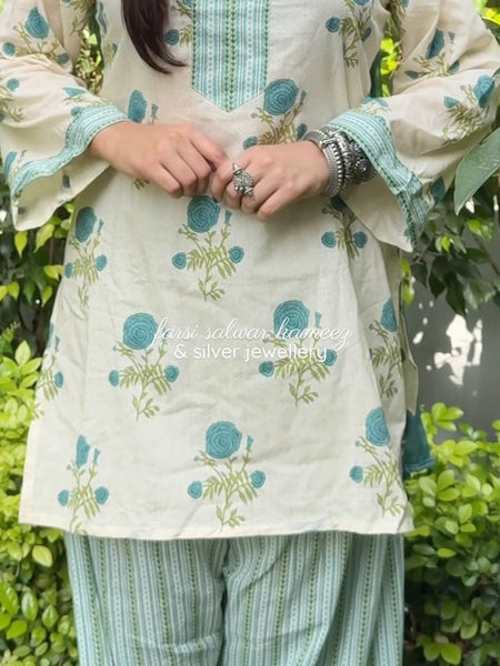 Turquoise Green farshi salwar set Jonaya