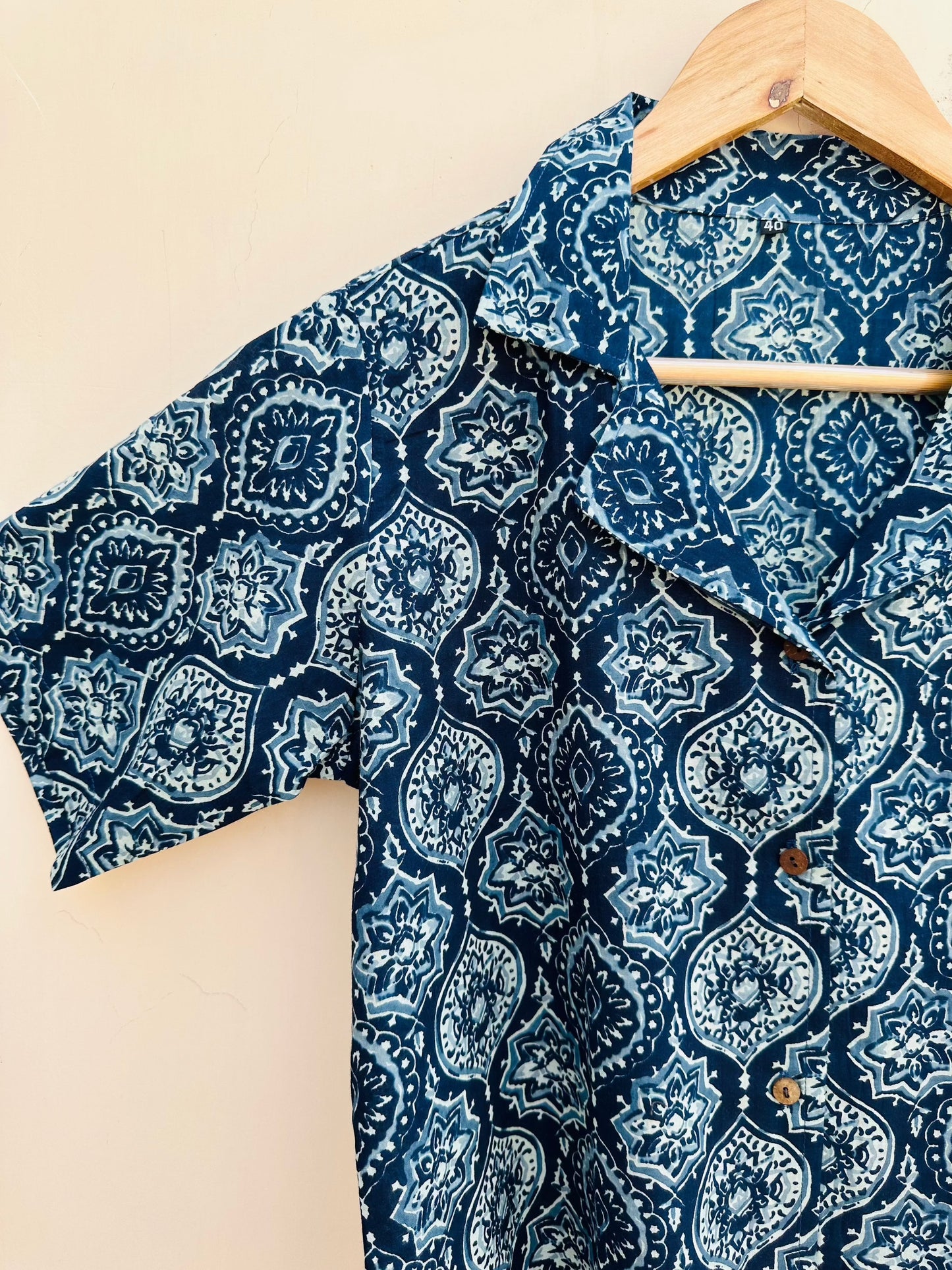 Comfortable Indigo Handblock Printed Shirt