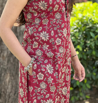 Maroon black floral coord