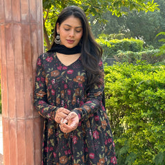 Black floral Alia cut suit set - Jonaya