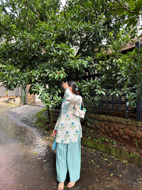 Turquoise Green Farshi Salwar Set Jonaya