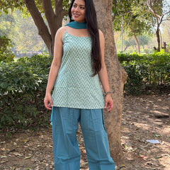 Soft sky printed Farshi salwar set Jonaya