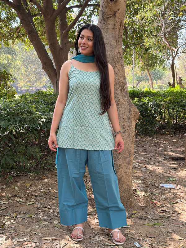 Soft sky printed Farshi salwar set Jonaya