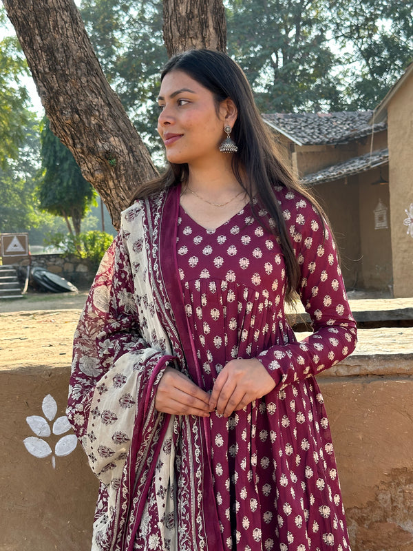 Wine 3 Piece Suit Set - Jonaya