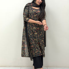 Midnight Black straight suit set Jonaya