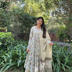 Garden blue Anarkali Gher Suit Set - Jonaya