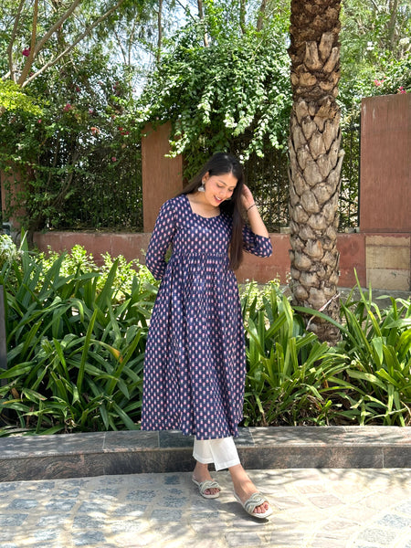 Indigo gulab kameez - Jonaya