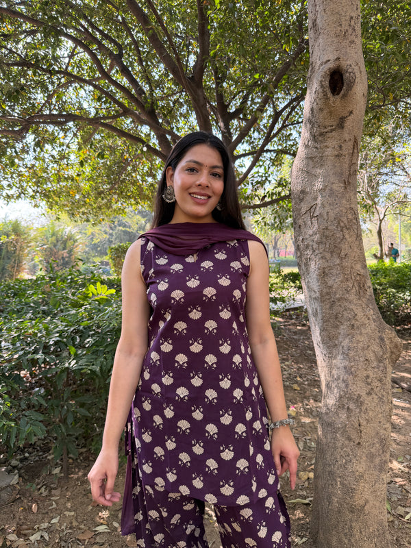 Vibrant Purple Farshi Salwar Set Jonaya