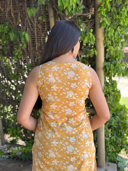 Yellow Noor floral straight kameez