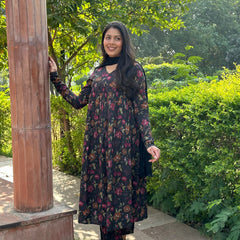 Black floral Alia cut suit set - Jonaya