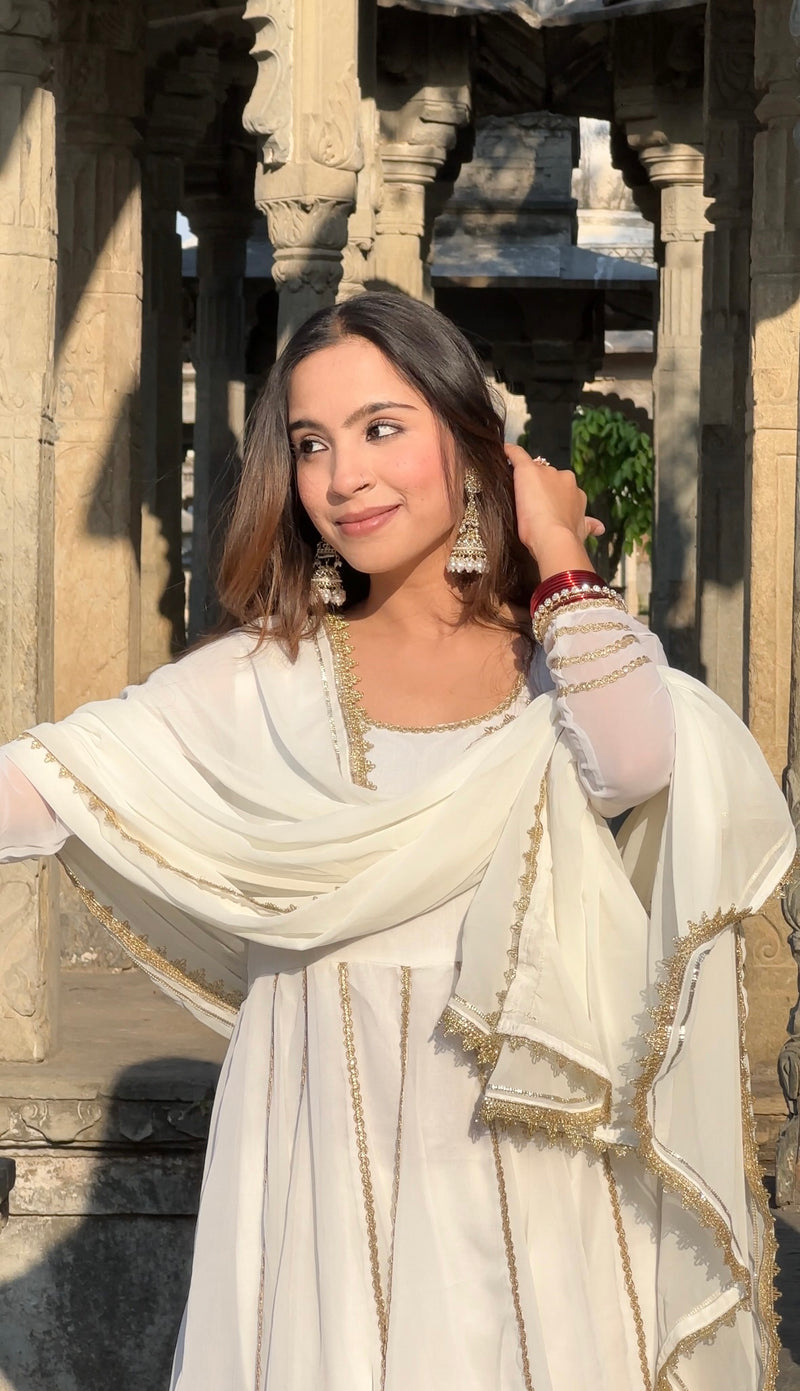Aafreen Gold Georgette Anarkali set - Jonaya