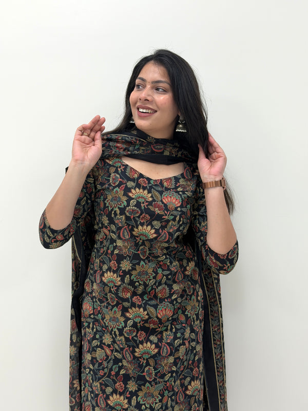 Midnight Black straight suit set Jonaya