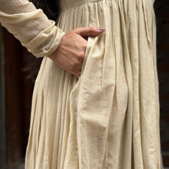 Beige Pink Handblock Anarkali