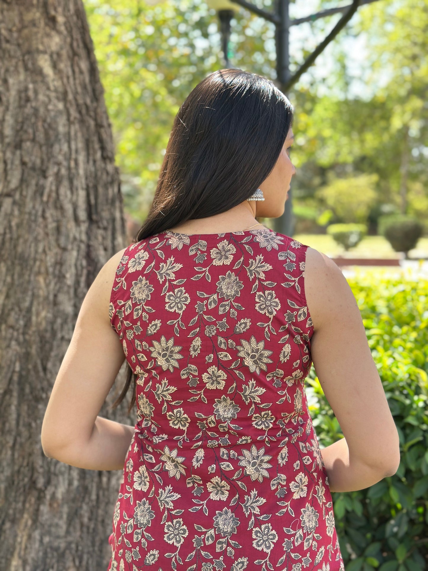 Maroon black floral coord