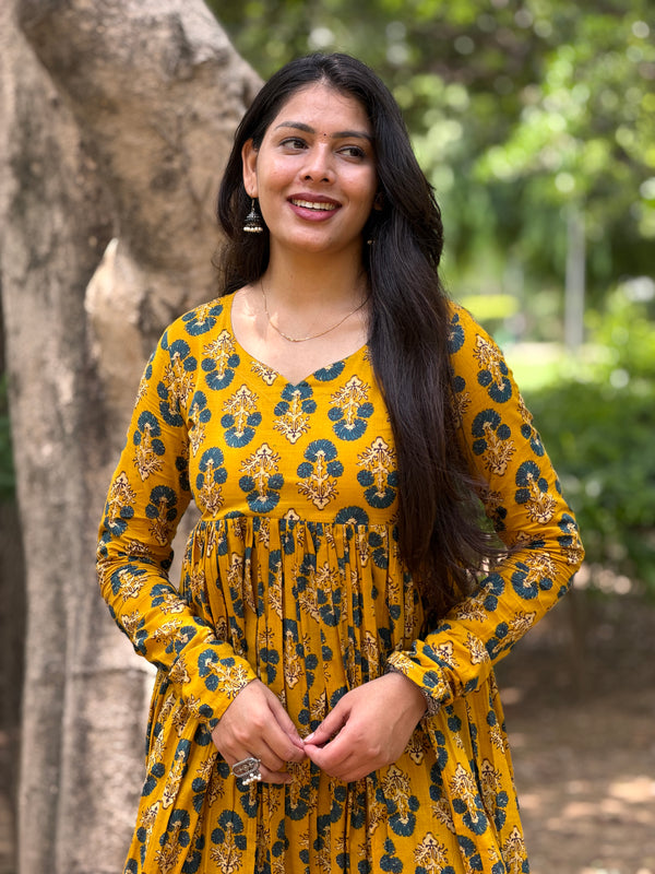 Pretty teal mustard kameez Jonaya