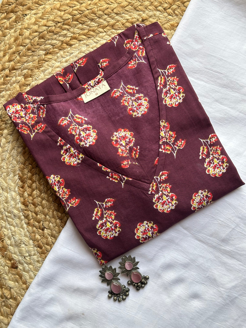 Purple bliss floral full sleeves Peplum top - Jonaya