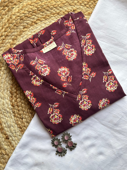 Purple bliss floral full sleeves Peplum top