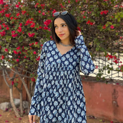 Blue lotus full sleeves peplum top - Jonaya