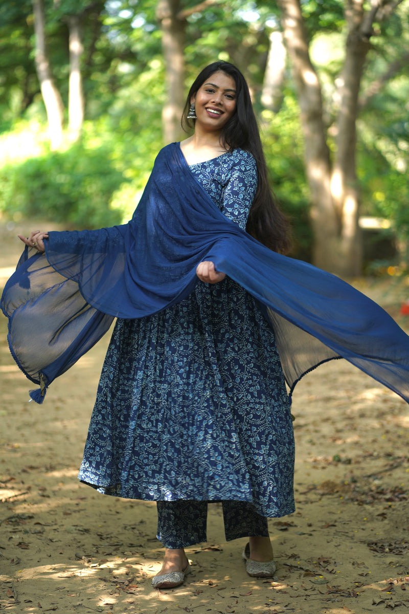 Indigo baag flare suit set Jonaya