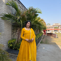 Pure mul cotton haldi anarkali set Jonaya