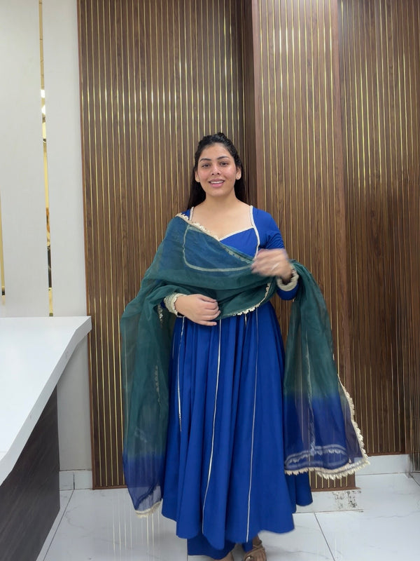 Sweetheart green blue gota Anarkali set Jonaya