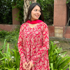 Coral Red mohini suit set - Jonaya