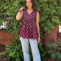 Summer shade cut sleeves peplum top - Jonaya