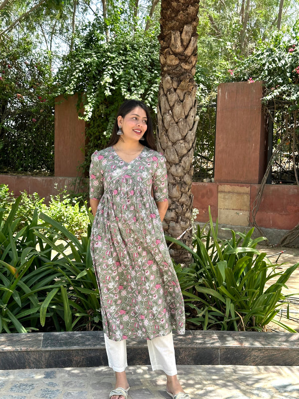 Peachy Fushia Kameez - Jonaya