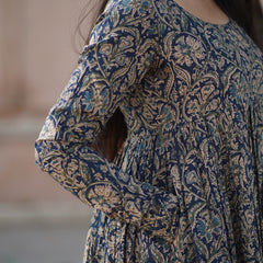 Blue kalamkari anarkali suit set