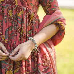 Peach Floral Anarkali suit set - Jonaya