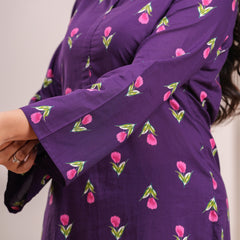 Purple pink floral straight suit set Jonaya