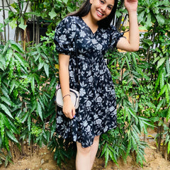 Elegant Black Floral Dress from Jonaya