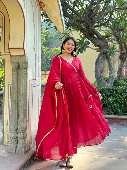 Rose Pink Angrakha Anarkali set