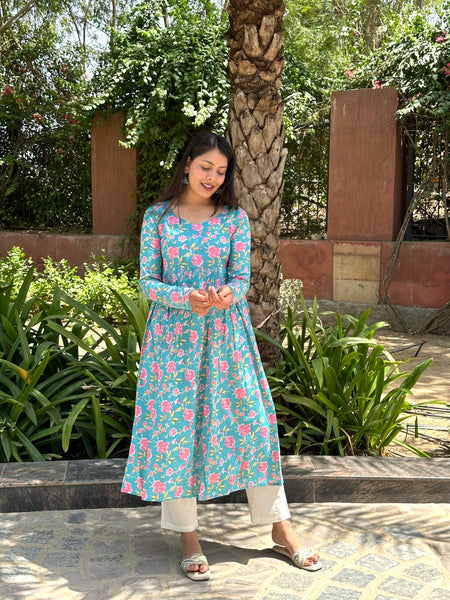 Turquoise ruby kameez - Jonaya
