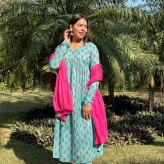 Pink Blue mohini suit set - Jonaya