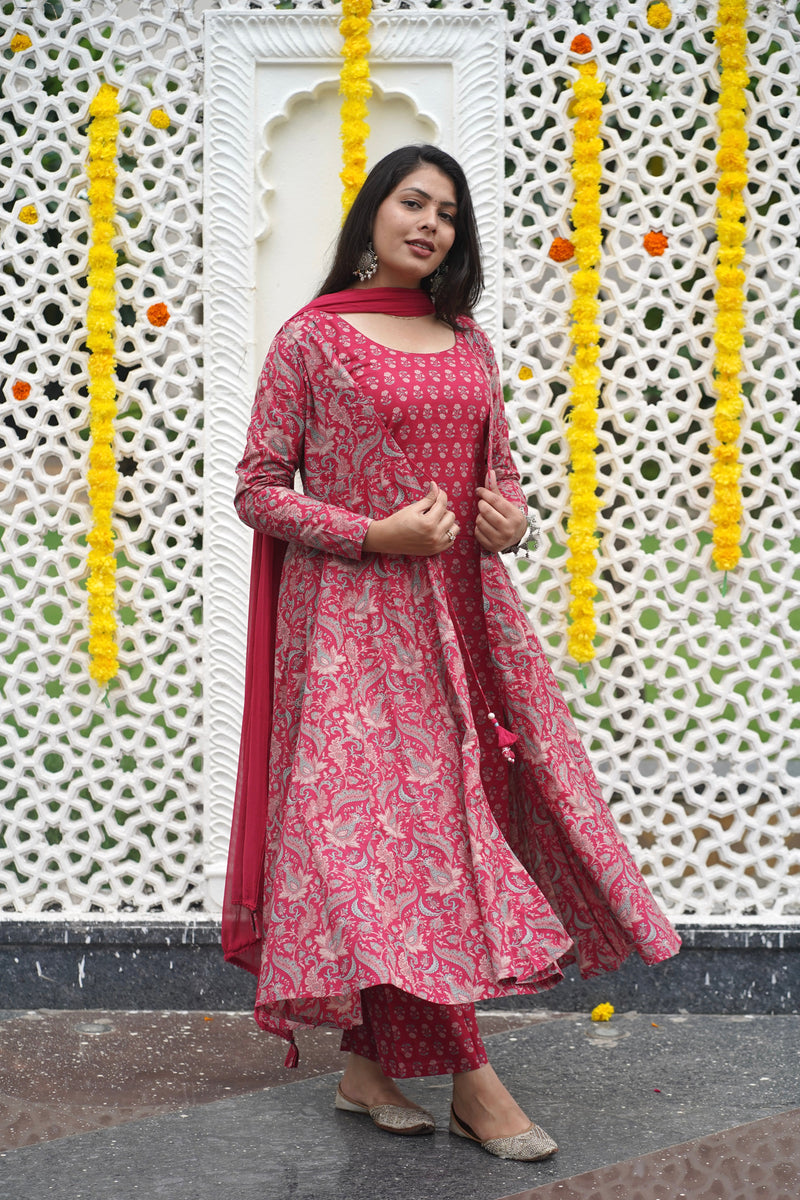 Pretty Pink Anarkali Shrug Set Jonaya