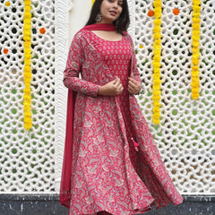 Pretty Pink Anarkali Shrug Set Jonaya