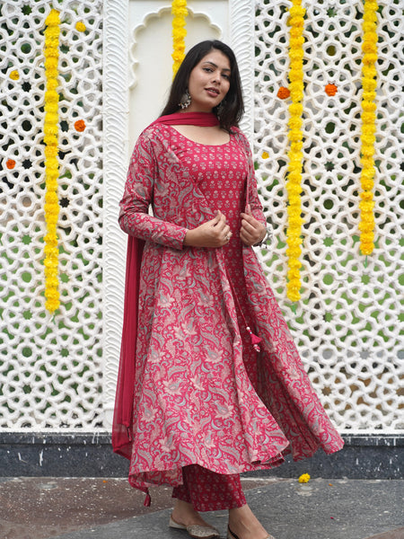 Pretty Pink Anarkali Shrug Set Jonaya